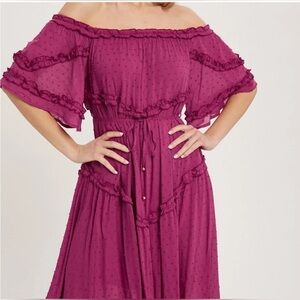 Blu ivy Frill detail off shoulder midi dress size L New with tag